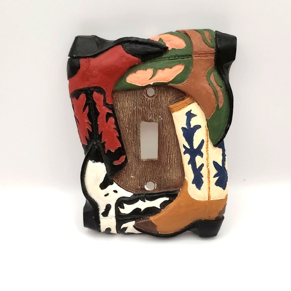 Vintage Western Boots Light Switch Cover 5.5" X 4" - Picture 1 of 4